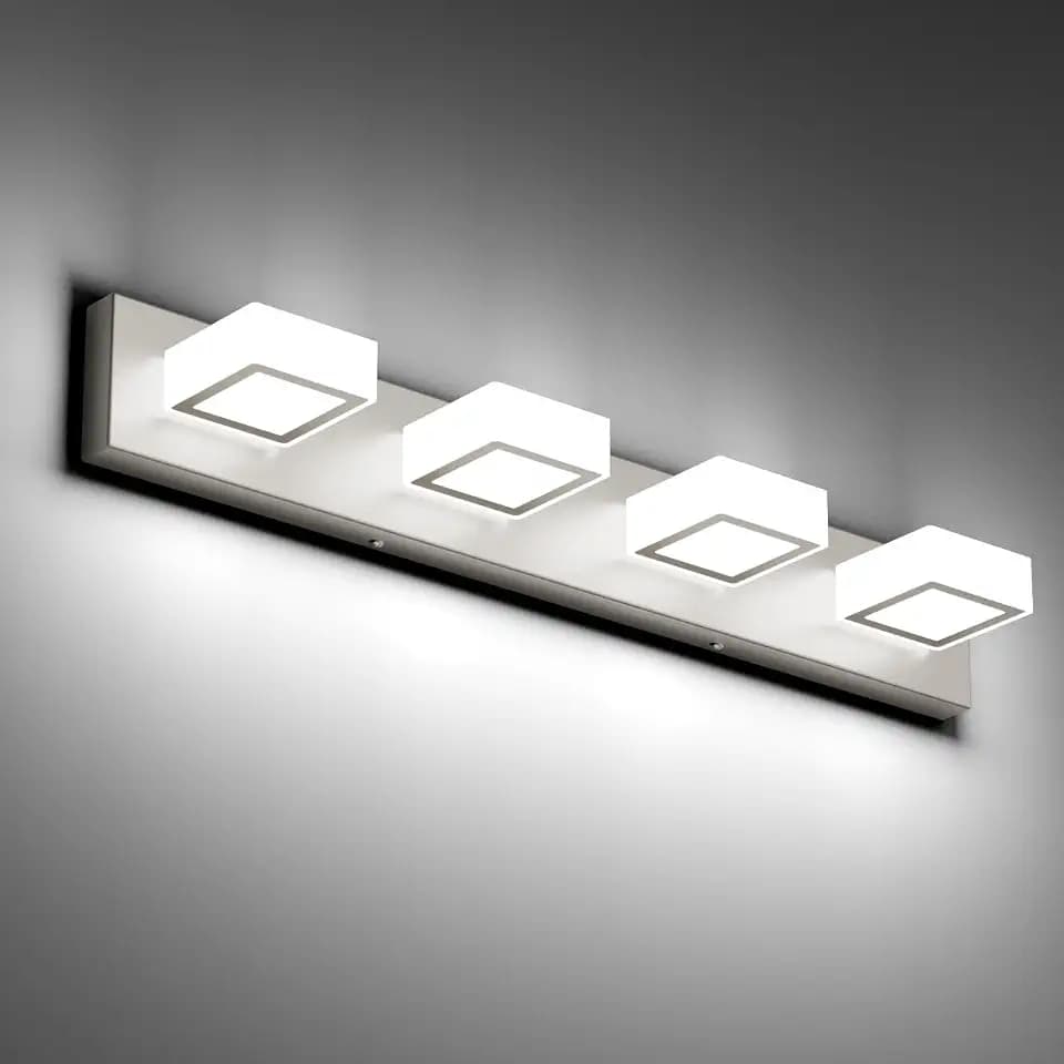Ralbay Brushed Nickel Bathroom Vanity Lights 30inch Metal Acrylic LED Modern Bathroom Wall Lighting Fixtures Over Mirror Brushed Nickel (White Light 6000K, Non-dimmable)