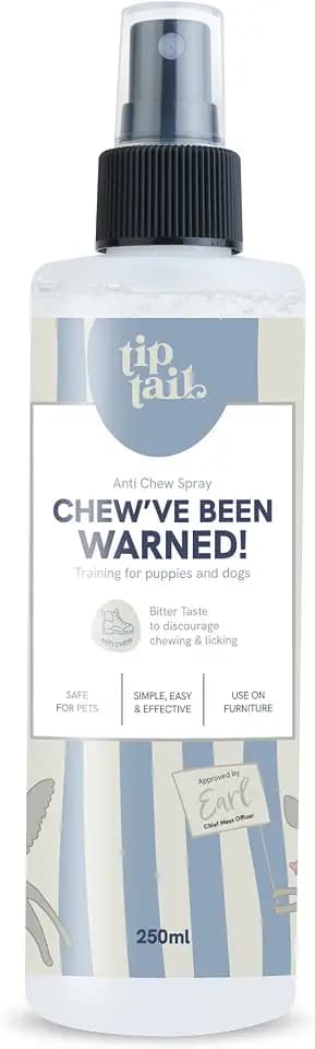Tip Tail Chew've Been Warned! - Anti Chew Hundetraining Spray, Bittergeschmack gegen zerstörerisches Kauen und Lecken, vegan, geeignet für das Training von Hunden und Welpen ab 8 Wochen (250ml)