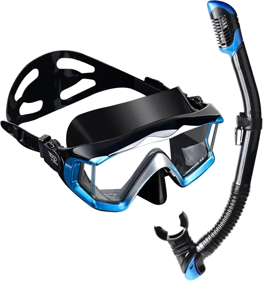 Adult Pano 3 Scuba Diving Mask, Tempered Glass Snorkel Mask Anti-Fog Swim Mask No Leakage Swim Goggles with Nose Cover Snorkeling Gear for Snorkeling, Freediving, Swimming