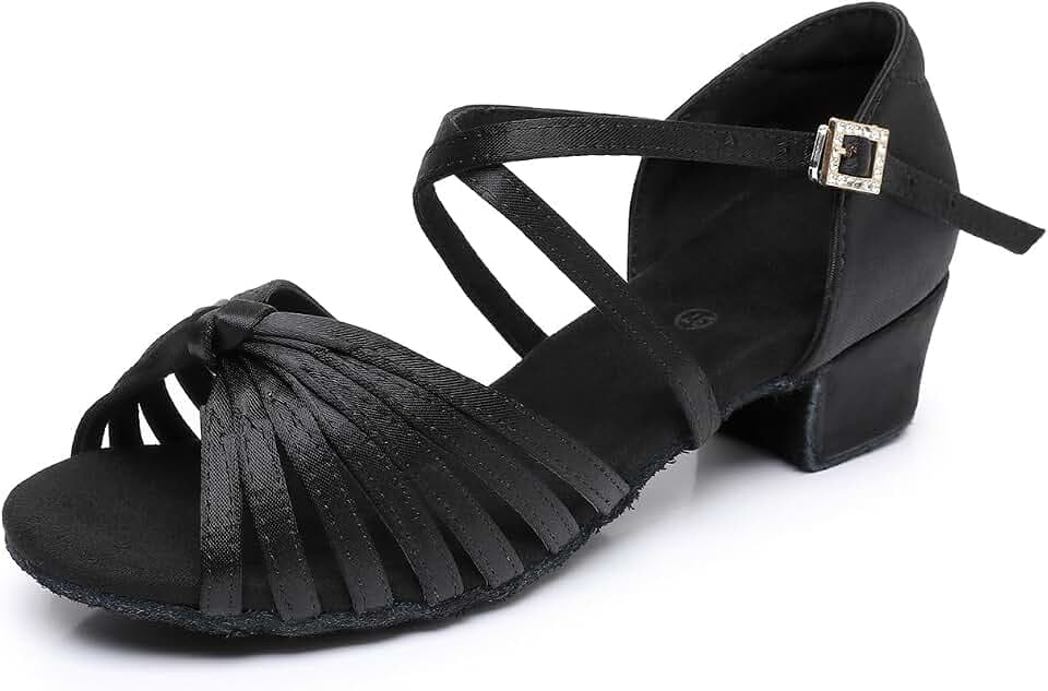 Rosefinch Girls Latin Dancing Shoes Low Heel Kids Salsa Ballroom Dance Shoes for Girls
