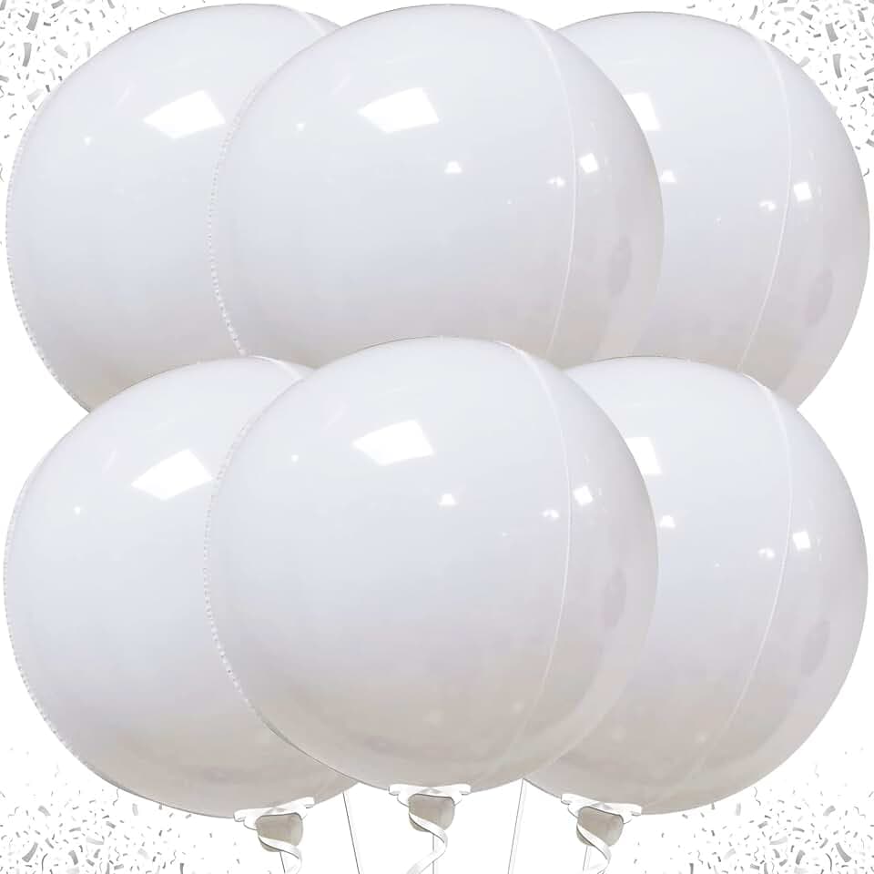 KatchOn White Mylar Balloons - 22 Inch, Pack of 6 | 4D White Foil Balloons
