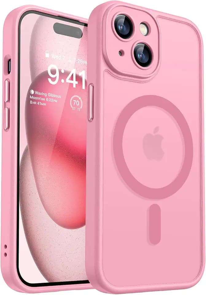 CANSHN Magnetic Shockproof for iPhone 15 Plus Case, Pink