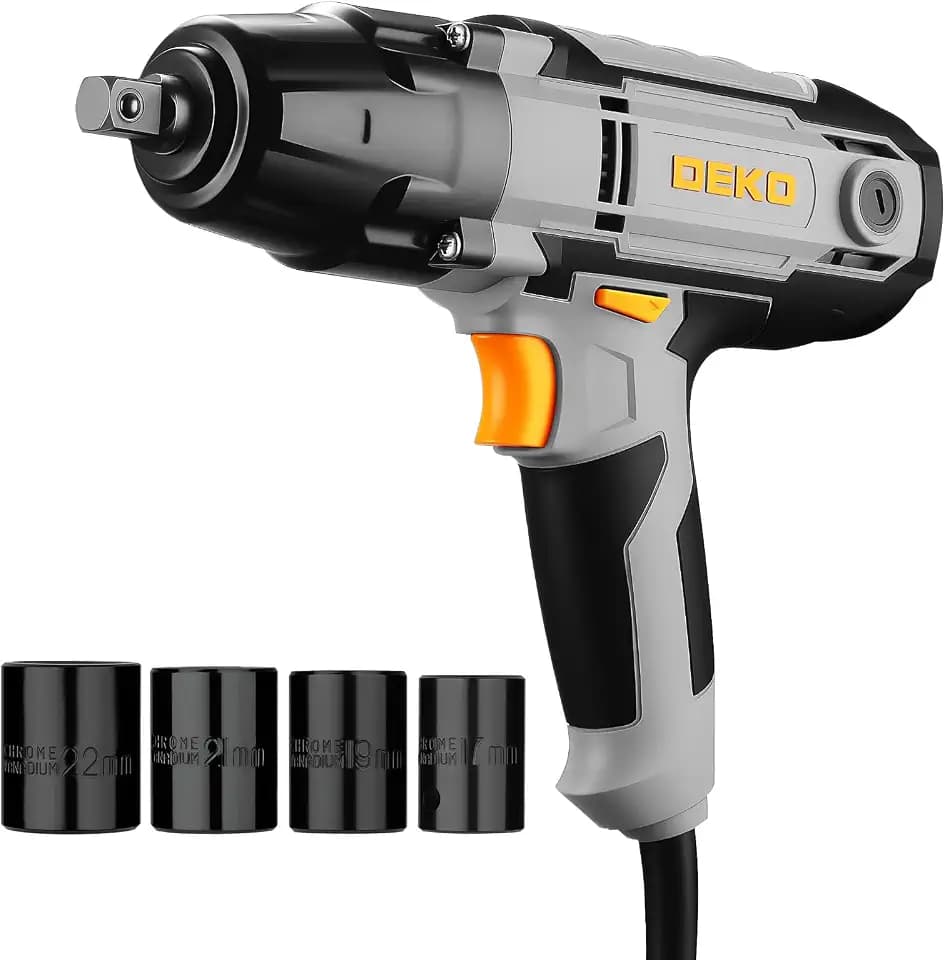 Electric Impact Wrench:DEKOPRO 4A Corded Impact Wrenches, 3600 RPM Electric Impact Driver Gun with 4 Sockets for Automotive & Equipment Maintenance