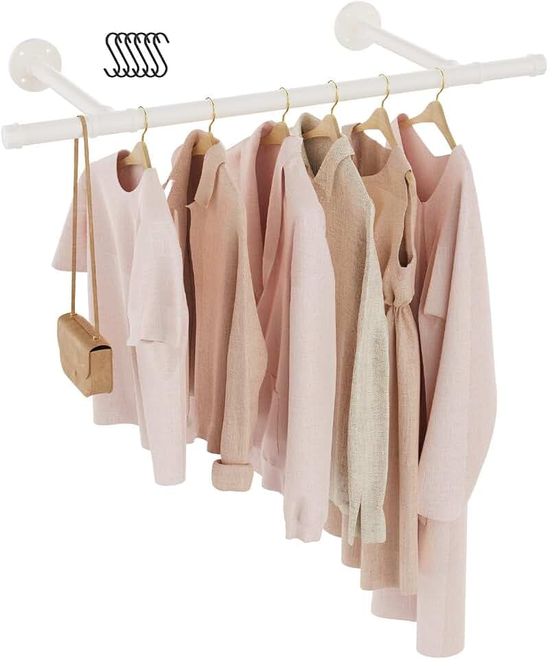 Kleiderstange, Garderobenstange Wandmontage, 77 cm, Creme, 1 Pack