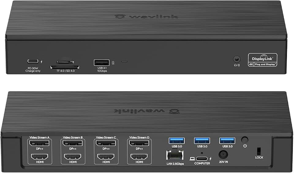 WAVLINK DisplayLink Laptop Docking Station Quad Monitor 4K@60Hz for MacBook