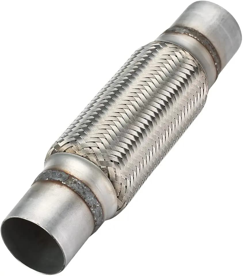 Exhaust Flex Pipe, 2.25''x 8''Stainless Steel Heavy Duty Exhaust Flex Pipe, Double Braid Exhaust Flex Tube, Overall Length 12''