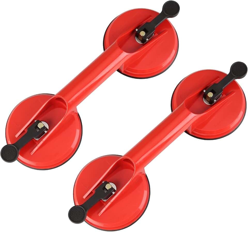 Olympia Tools Glass Suction Cups Heavy Duty Plastic Vacuum Plate Handle Glass Holder Hooks to Lift Large Glass/Tile Suction Cup Lifter/Moving Glass/Pad for Lifting/Dent Puller (2 Pack)