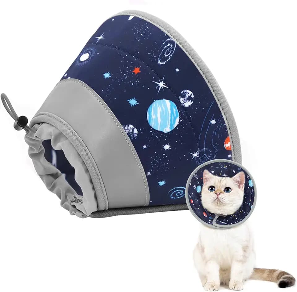 Cat Cone Collar Soft to Stop Licking, Adjustable, Foldable Lightweight Kitten Cones After Surgery Recovery for Cats & Kittens, Cat Cone Alternative, Easy Eating (Grey, S)