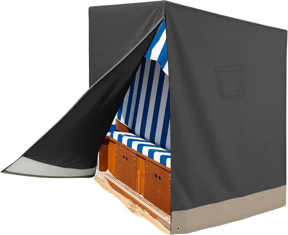 Strandkorb Schutzhülle Winterfest, 420D Oxford wasserdicht strandkorbhülle mit Reißverschluss,Winterfest UV Beständig Reißfest Abdichtung für strandkörbe Hülle 165x100x140/165cm