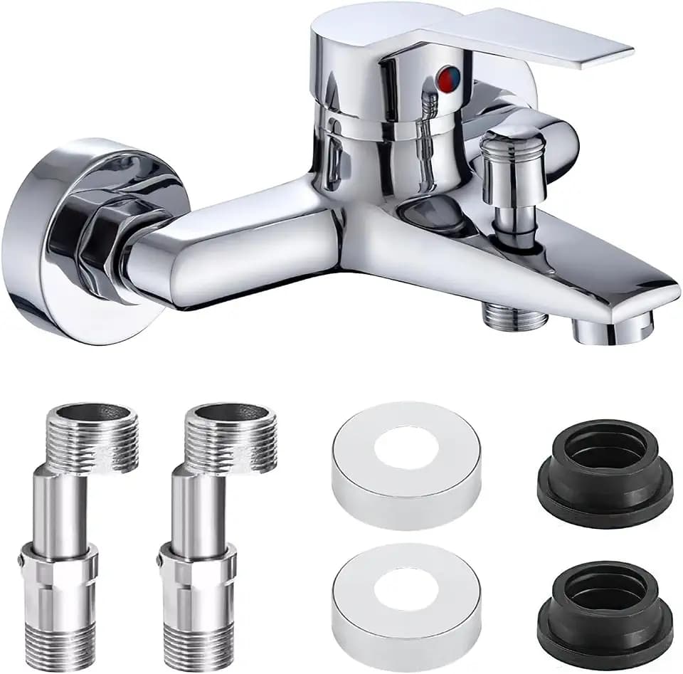 Mischbatterie Badewanne Kit, Einhebel Badewannenarmatur, Wannenarmatur aus Kupfer, Heiß und Kalt Wasserhahn Badewanne mit Montagezubehör, Duscharmatur für Badewanne und Bad