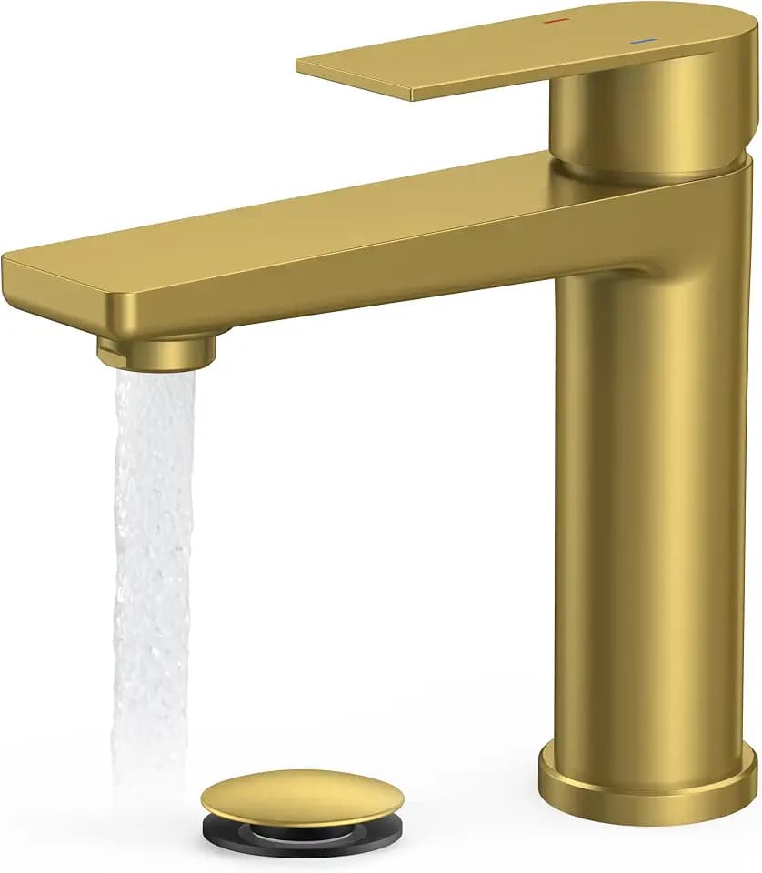 FORIOUS Single Hole Bathroom Faucet Gold, Commercial Faucet