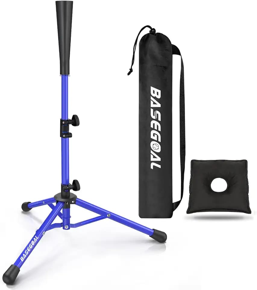 BaseGoal Baseball Tee Batting Tee Adjustable Height with Weighted Sandbag