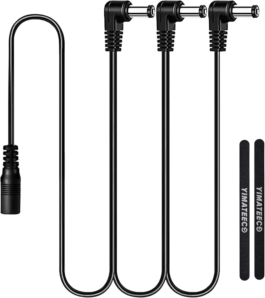 Daisy Chain Stromkabel, 1 auf 3 Wege Daisy Chain Kabel Gitarren-Effektpedalkabel Netzteil Splitterkabel DC 9V mit Rechtwinkligem Winkel für E-Gitarreneffekte (1 bis 3, Daisy Chain Kabel)