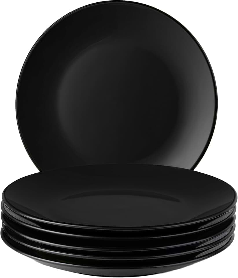 MIAMIO - Teller Set/Speiseteller, Keramik (6x26cm, Schwarz) - Le Papillon
