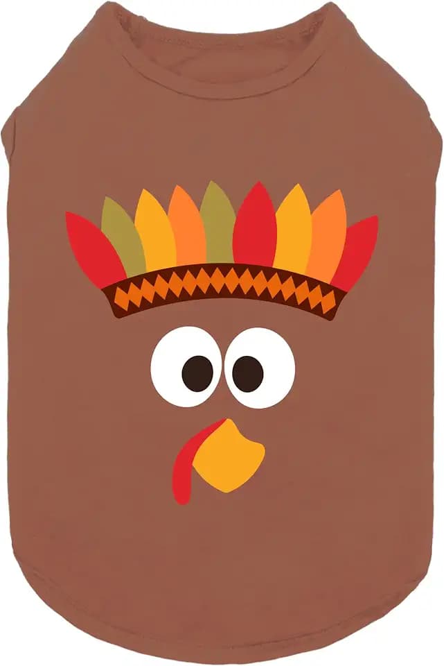 Fitwarm Turkey Face Dog Shirt, Thanksgiving Outfit for Small Dogs Boy Girl, Pet Apparel, Brown, XL