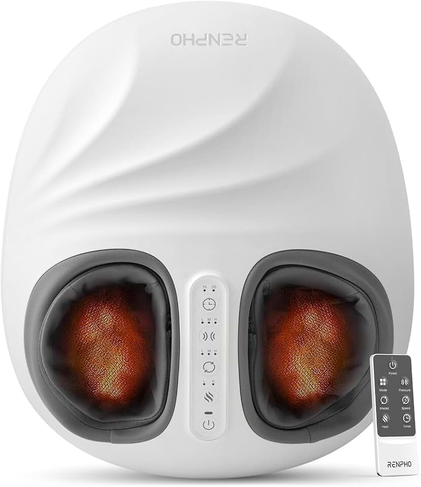 RENPHO Fußmassagegerät 2026 Neu, Shiatsu Mehrzonen Ganzfußmassagegerät mit Drucküberwachung, Kneten und Rollen, RF-Fernbedienung, 2-stufige Wärme (45-55°C), Geschenke für Frauen Männer, bis EU 47