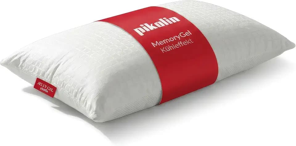 PIKOLIN - Kopfkissen 80 x 40 cm Memory Foam mit Memory Gel Premium JellyGel - Kühlend, Mittlere Festigkeit, Ergonomisches Nackenkissen, Atmungsaktiv und Hypoallergen
