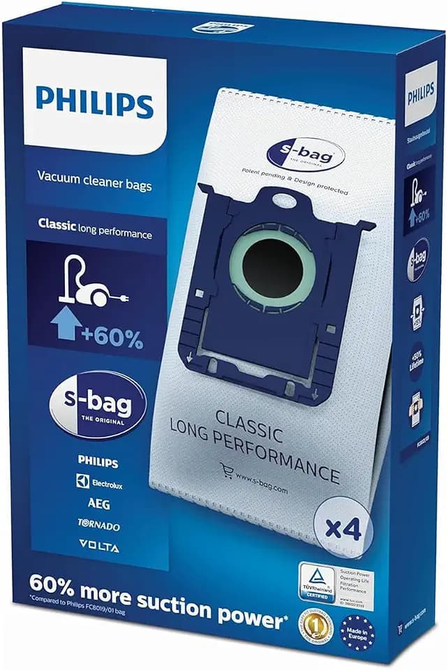 Philips Domestic Appliances FC8021/03 Einweg-Staubbeutel S-Bag Classic Long Performance 3 l Volumen