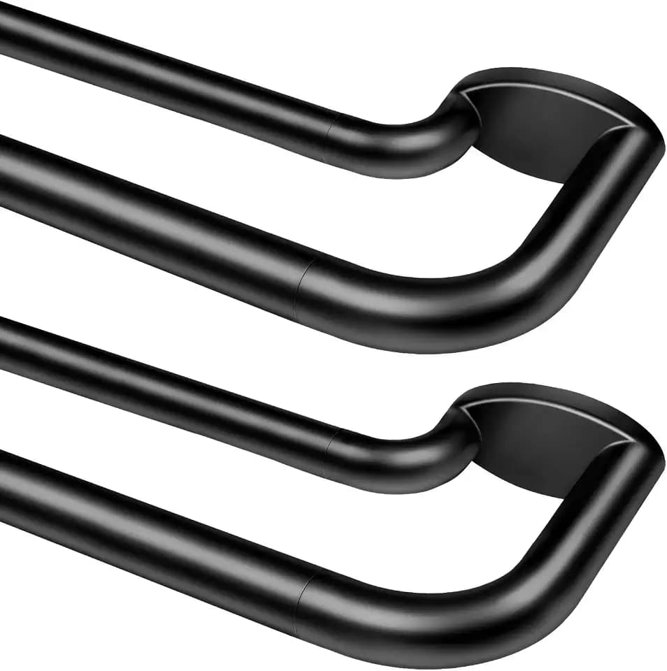 KAMANINA Black Double Curtain Rods for Windows 48 to 84 Inches 2 Pack