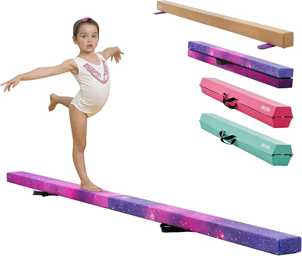 VEVOR Schwebebalken Gymnastik Kinder klappbar 2,38 m,136,1 kg belastbarer Gymnastikbalken mit rutschfesten Unterseiten, Balance Balken Balancierbalken mit Tragetasche für Fitnessstudio, Galaxy