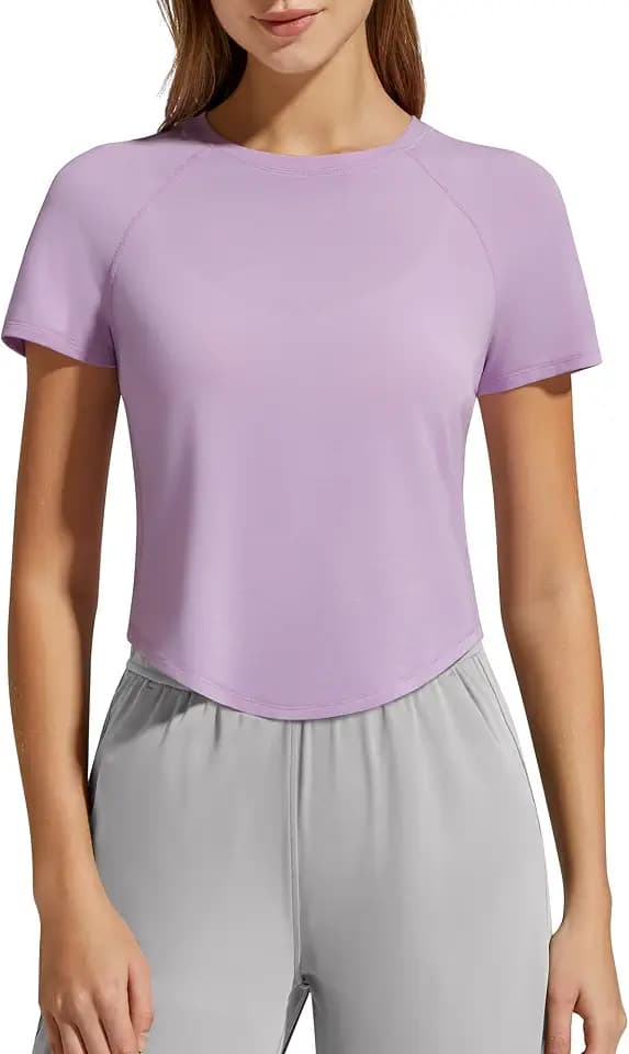 G4Free Women's Tops Soft Breathable Lyocell Cropped Short Sleeve Shirts Casual
