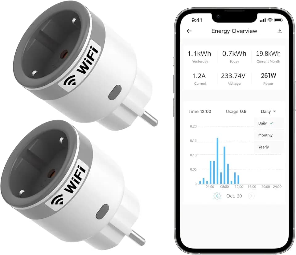 SONOFF S60TPF Wlan Smart Steckdose - Alexa Smart Plug 2er Pack (16A 4000W), Smarte Stecker mit Strommessung, Überlastschutz, Sprachsteuerung, Kompatibel mit Alexa/Google Home (2.4G WiFi)