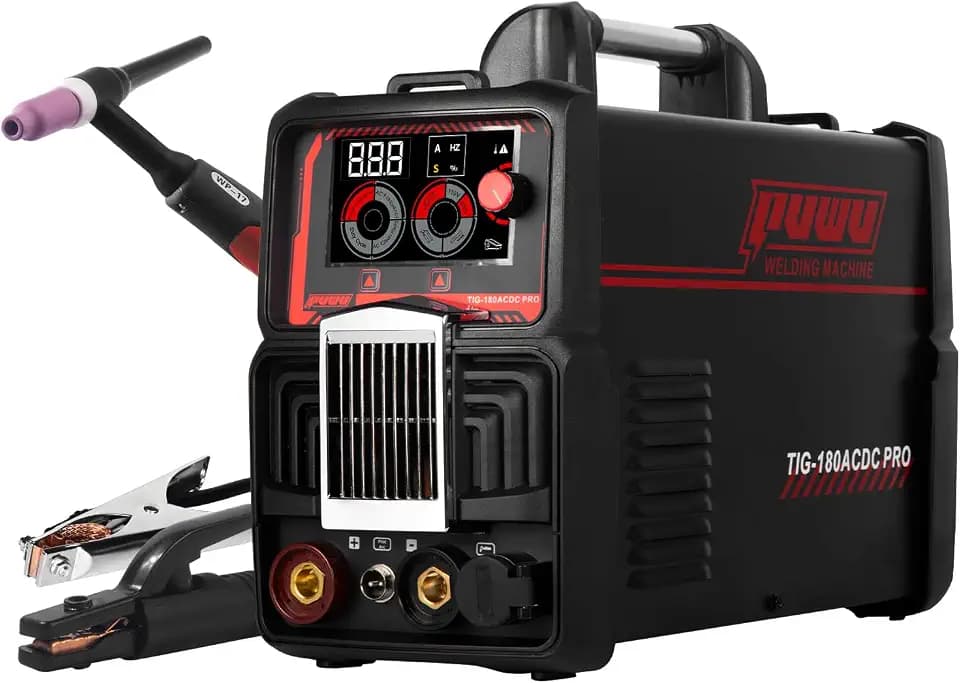 180Amp AC/DC Aluminum TIG Welder with Pulse, AC/DC TIG,AC/DC Pulse/STICK, 110V/220V Dual Voltage Multiprocess Welding Machine