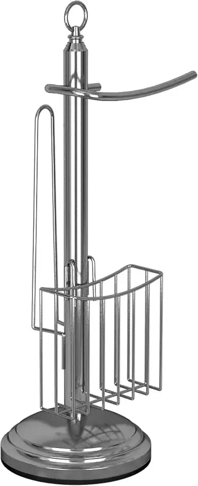 nu steel TGC15H-VC Free Standing Toilet Paper Holder Stand Bathroom & Newspaper and Magazine Rack for Bathroom, Toilet Tissue Paper Roll Storage, Chrome Finish