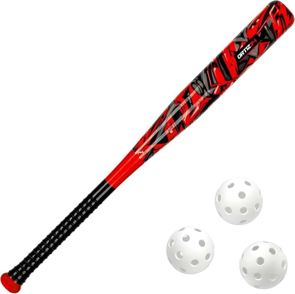 Ortiz34 Bat & Ball Set - Graffiti Plastic Bat & Ball Homerun Set- David Ortiz Backyard Baseball Set for Youth, Kids, Teenagers, Adults (Bat & Ball Set, Blue)