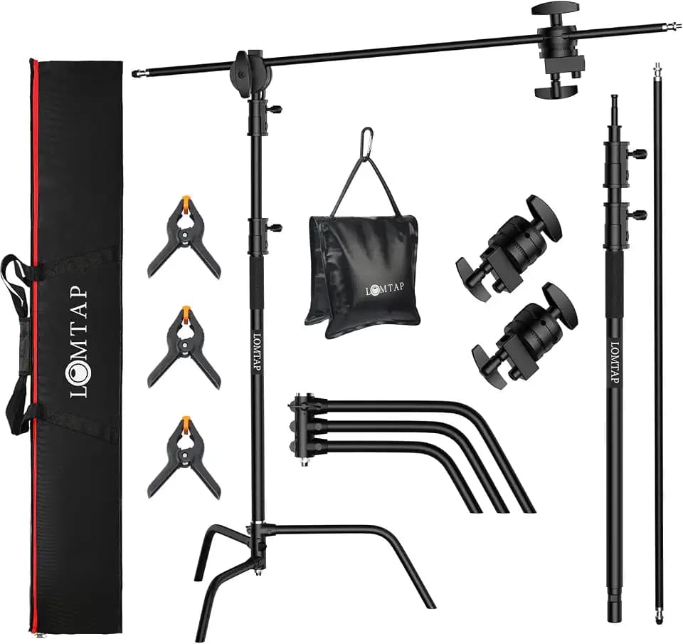 LOMTAP C Stand with Boom Arm, 10.8ft/330cm Heavy Duty Light Stand