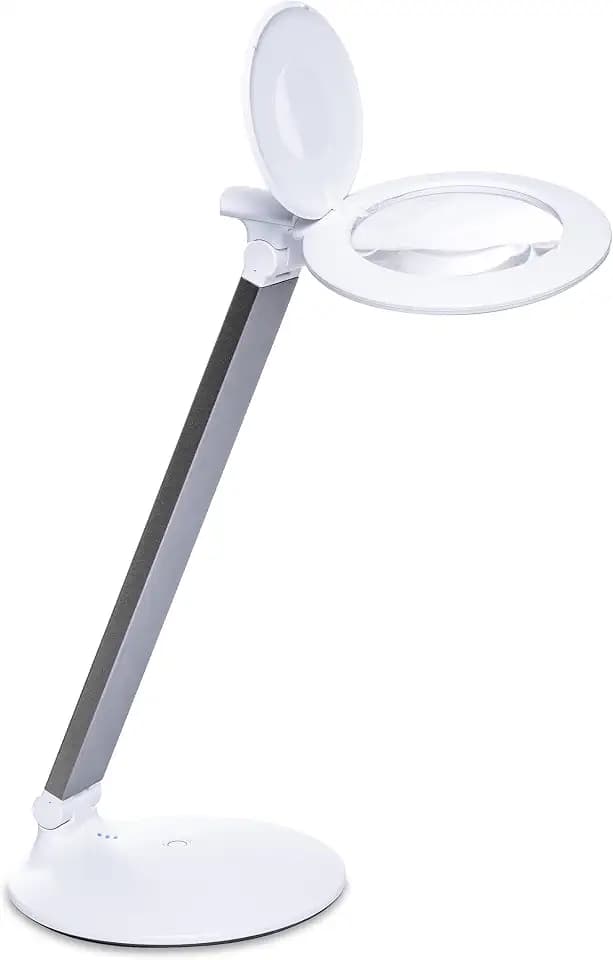 Halo Go 2 Portable Rechargeable Magnifying Lamp – 5 Diopter (2.25X) Magnification, 6,000K Daylight LED, 4,200 Lux Brightness, Compact Folding Design with USB Charging & Velvet Carry Case