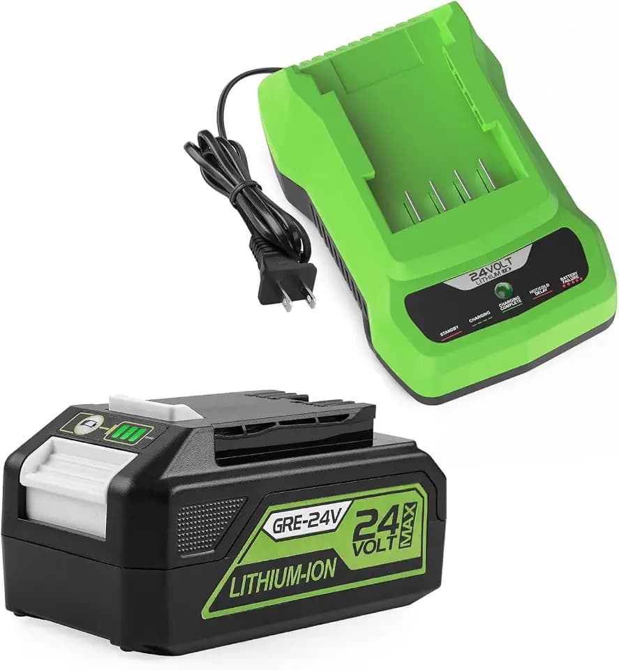 6500mAh 29842 29852 Replacement for Greenworks 24V Battery and Charger for Greenworks 24V Cordless Tools
