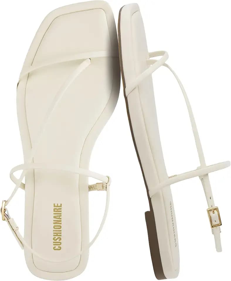 CUSHIONAIRE Glory Minimalist Strappy Womens Sandals – Sleek Adjustable Back Strap Flat Sandals for Women