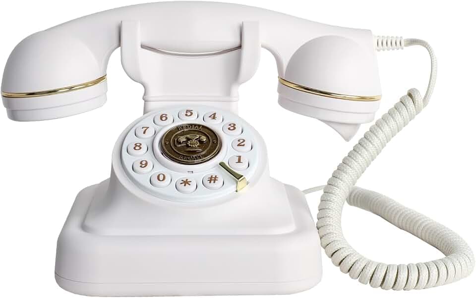RDYMONKEY Audio Gästebuch Hochzeit, Retro-Telefon für persönliche Sprachnachrichten, Gästebuch Alternative für Hochzeiten, Partys & Geburtstage (Weiß)