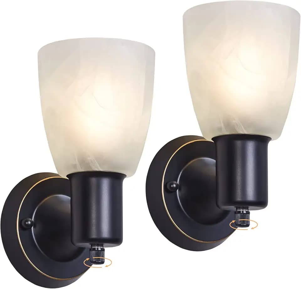 EJIAXIN Wall Sconces Set of 2,Modern Matte Black Vanity Light for Bathroom