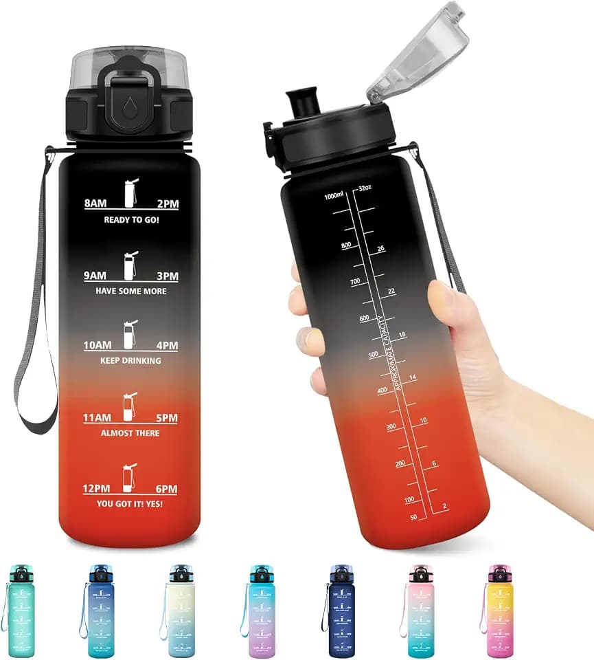 Sportflasche 500ml, Trinkflasche mit Filter, Auslaufsicher, Kohlensäure Geeignet, Wasserflasche mit Zeitmarkierung für Scuola, Ciclismo, Fahhrad