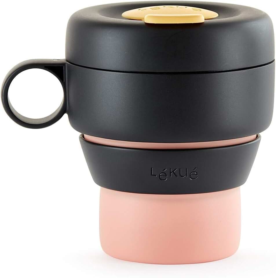 Lékué Mug To Go, Kaffeebecher, faltbar, 350 ml, Polypropylen, Korallenrot