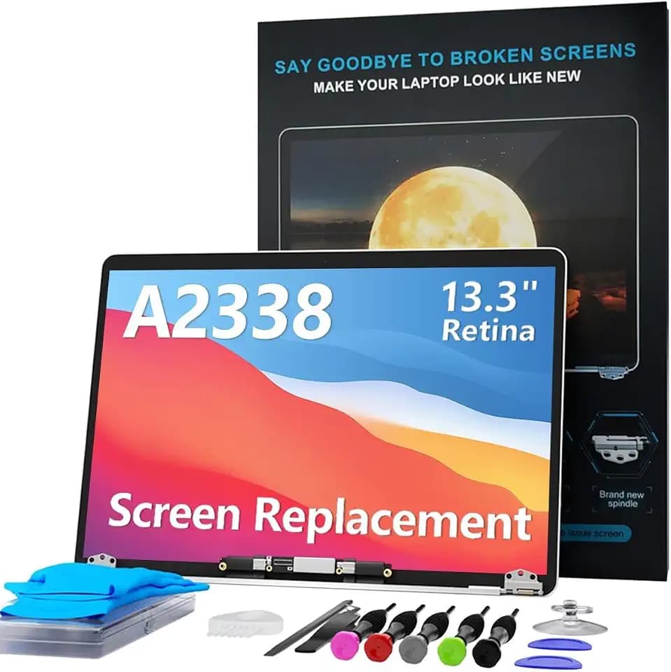 LHM A2338 Screen Replacement for MacBook Pro 13.3" M1 M2 Retina EMC 3578 EMC 8162 MYD83 MYD92 MYDA2 MYDC2 MNEQ3 MNEP3 2560x1600 Full LCD Display Assembly with Fix Kit (A2338-Gray)
