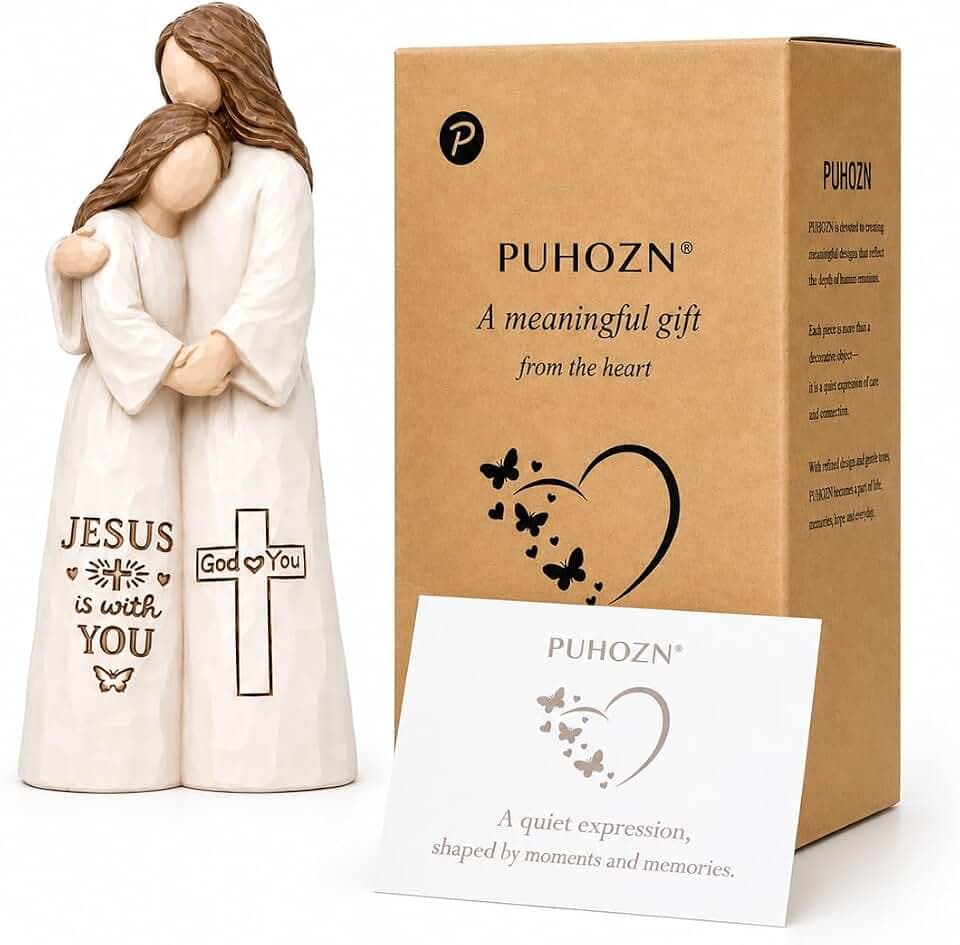 Christian Gifts for Women, Jesus Embracing Woman Figurine, 6.2 Inch Religious Resin Statue, Faith Inspired Keepsake for Encouragement, Sympathy, Prayer, Easter