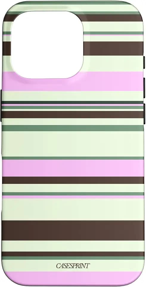 Y2K Stripes Pink Brown Green Case for iPhone 16 Pro