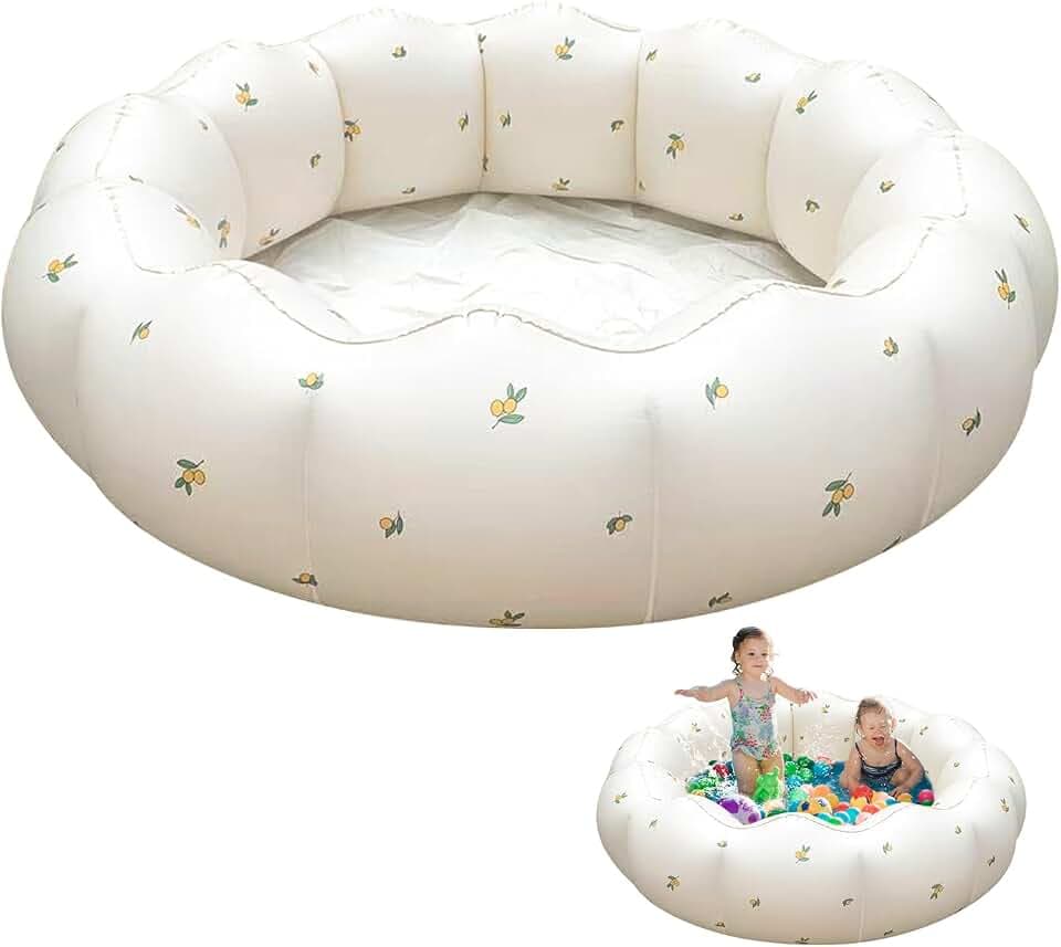 Aufblasbares Schwimmbecken Kinder, 90cm Planschbecken Klein, Kinderpool Babypool, Runde Schwimmbad Faltbar, Aufblasbare Badewanne Dusche, Inflatable Swimming Pool für Balkon