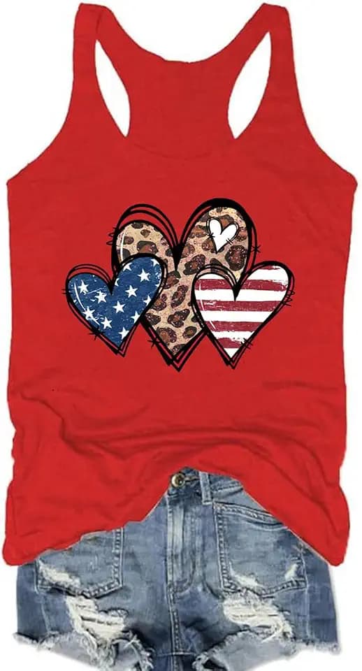 Womens USA Tank Tops American Flag Shirt 4th of July Sleeveless Summer Patriotic Outfits Graphic Tee