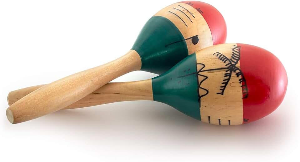 World Rhythm MAR56-NT Naturholz Maracas, handbemalt - Full Size Paar