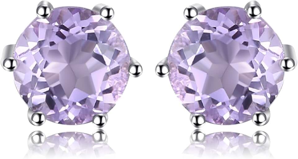 JewelryPalace Rund Echt Edelstein Amethyst Citrin Granat Peridot Topaz Ohrstecker Silber 925 Damen, Schmuck Set, Ohrringe Silber Edelstein Mädchen, Ohrstecker Silber mit Stein Frauen Rosegold Gold