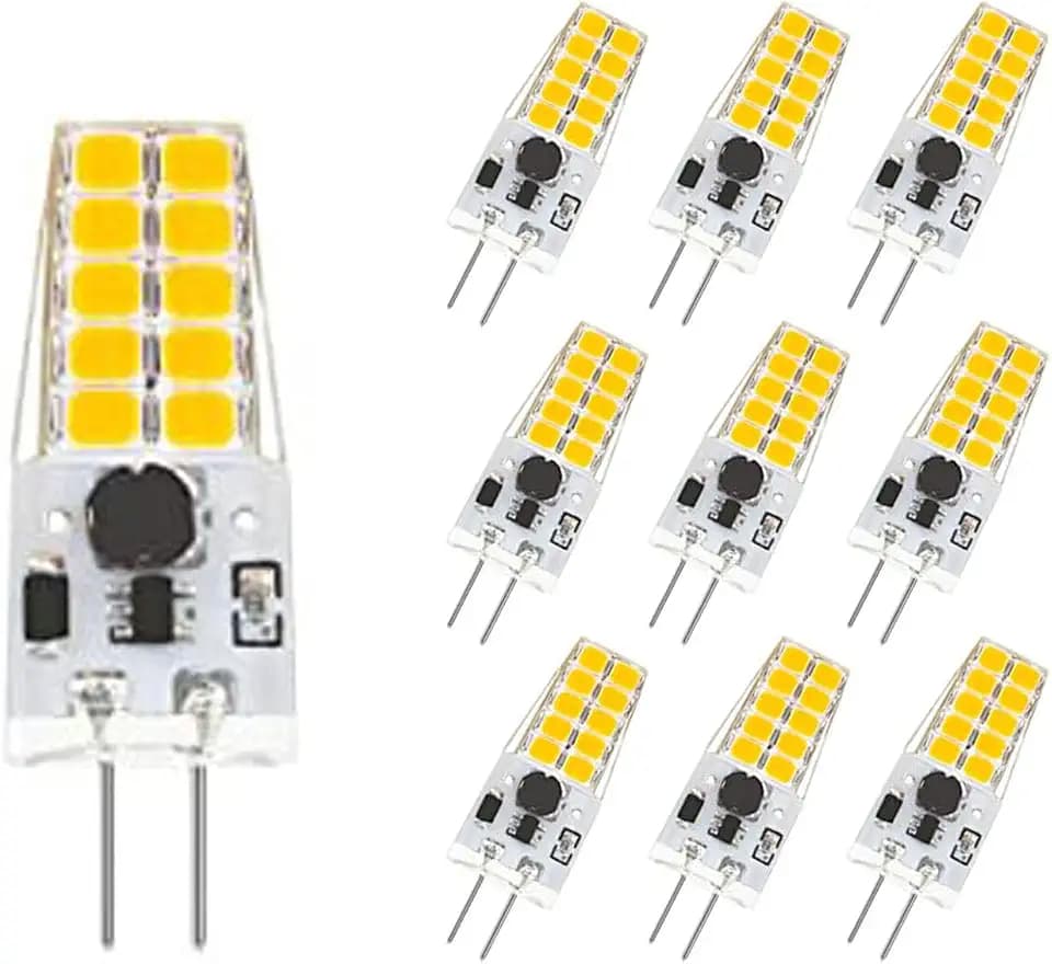 10Pcs G4 LED Bulb 12V JC Tybe,4000K Natural White,20-30W T3 G4 Halogen Equivalent,G4 Bi-Pin Base,300LM,Chandelier Lighting/Landscape Lighting, Non-dimmable …