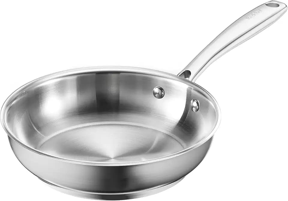 Redchef Bratpfanne 20 cm Induktion edelstahlpfanne unbeschichtet Schüttrand Bratpfanne für alle Herdarten Spülmaschinenfest & backofenfest