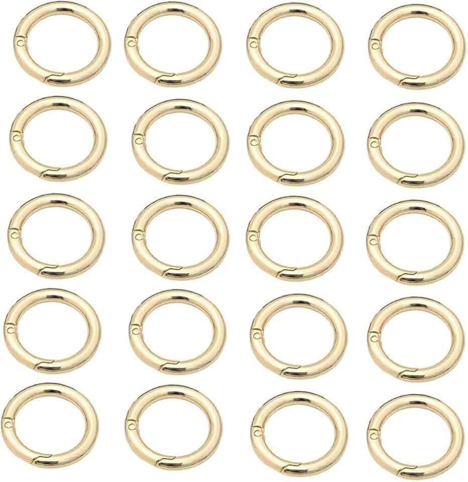 Ringkarabiner Snap,Granmagazz 20 Stück Metall Karabinerhaken Frühling O Ringe, O-Ring Metall Sicherer Halter Langlebig Rostfreifür Schlüsselbund Handwerk DIY Anhänger Taschenzubehör(gold)