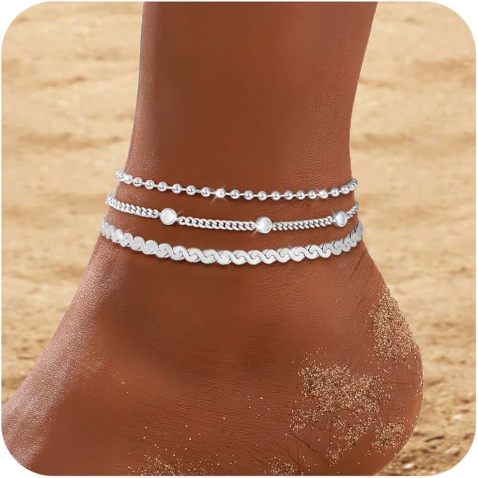 Fußkettchen für Damen Silber 925 Gold Fussketten Wasserfest Sommer Schmuck