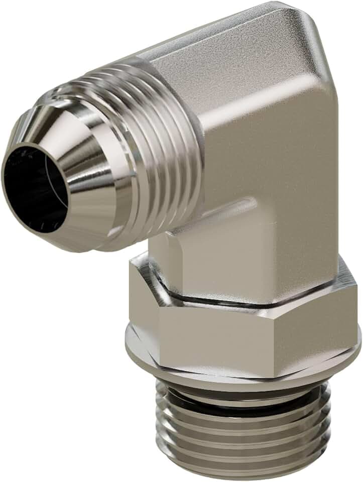 3/16" JIC to 3/16" O-Ring 90° Elbow Hydraulic Fitting – JIC Female to ORB Adapter – Heavy-Duty Steel Hydraulic Hose Fitting