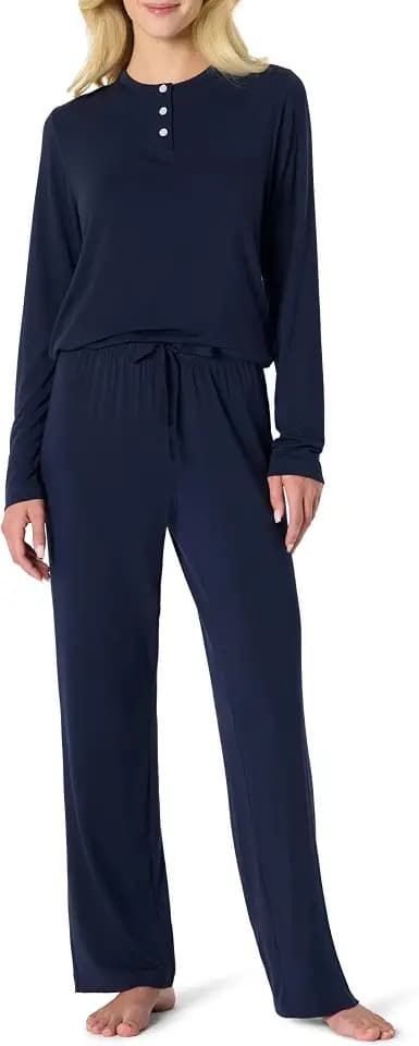 Amazon Essentials x Sofia Grainge Women's Long Sleeve Henley Pajama Set